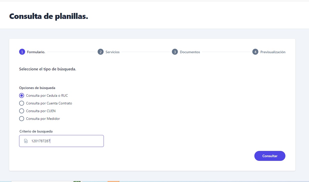 Consulta Planilla Quito por Internet